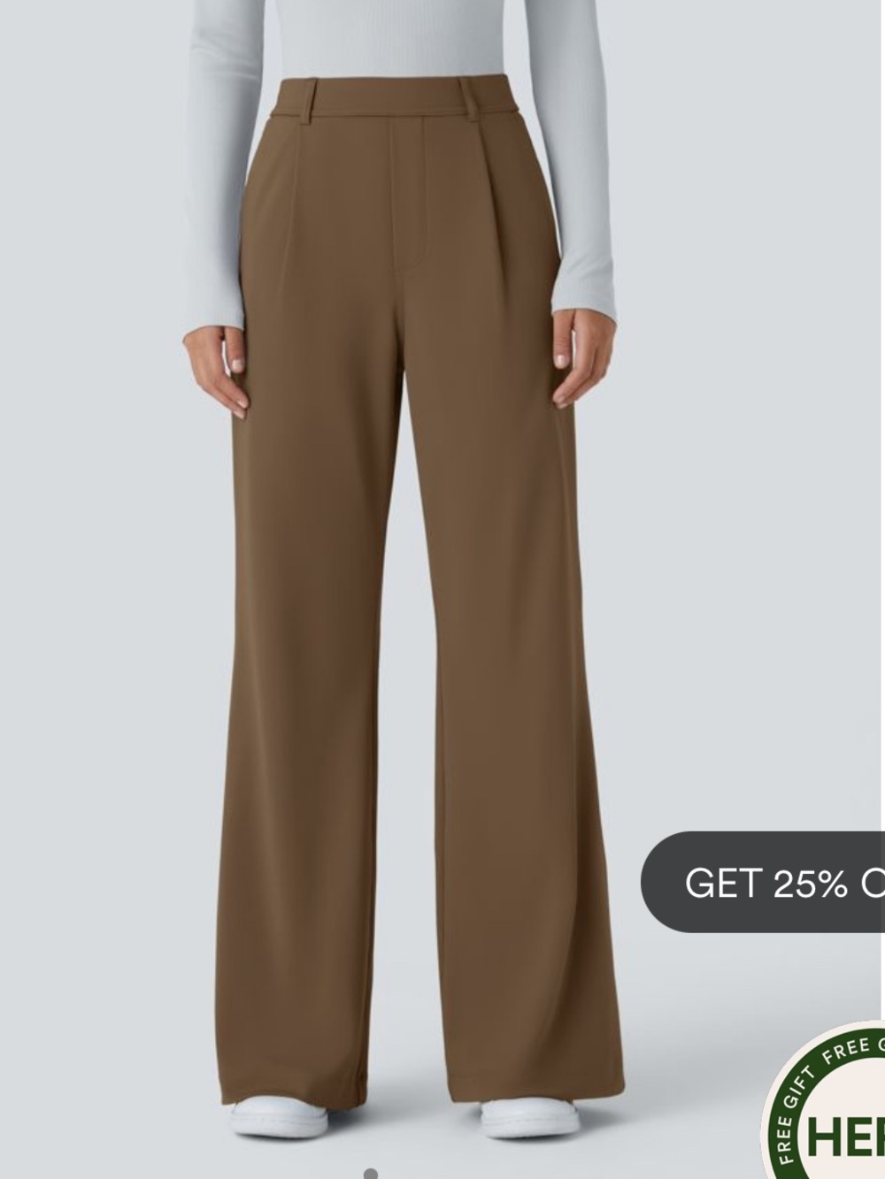 HALARA High Waisted Side Pocket Work Flare Pants in sepia